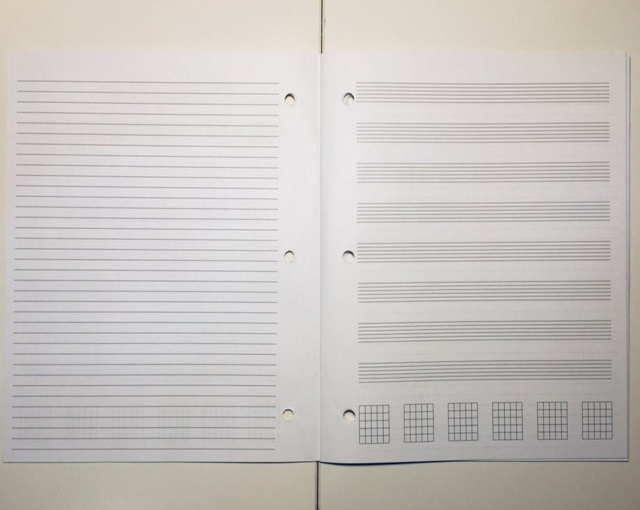 Musician's notebook, slim tablature edition, full interior pages